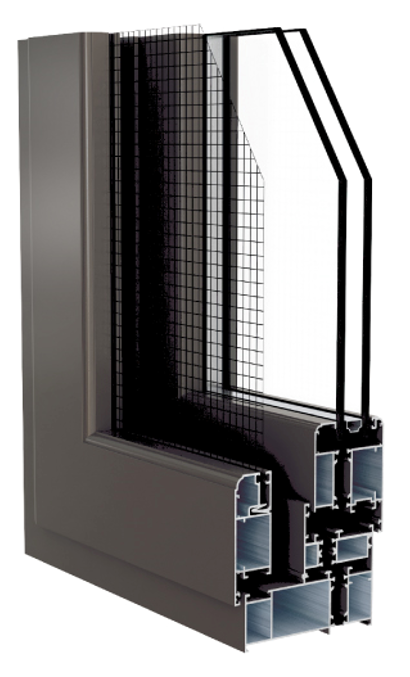 WY-P110GFD慕墙式断桥窗纱一体